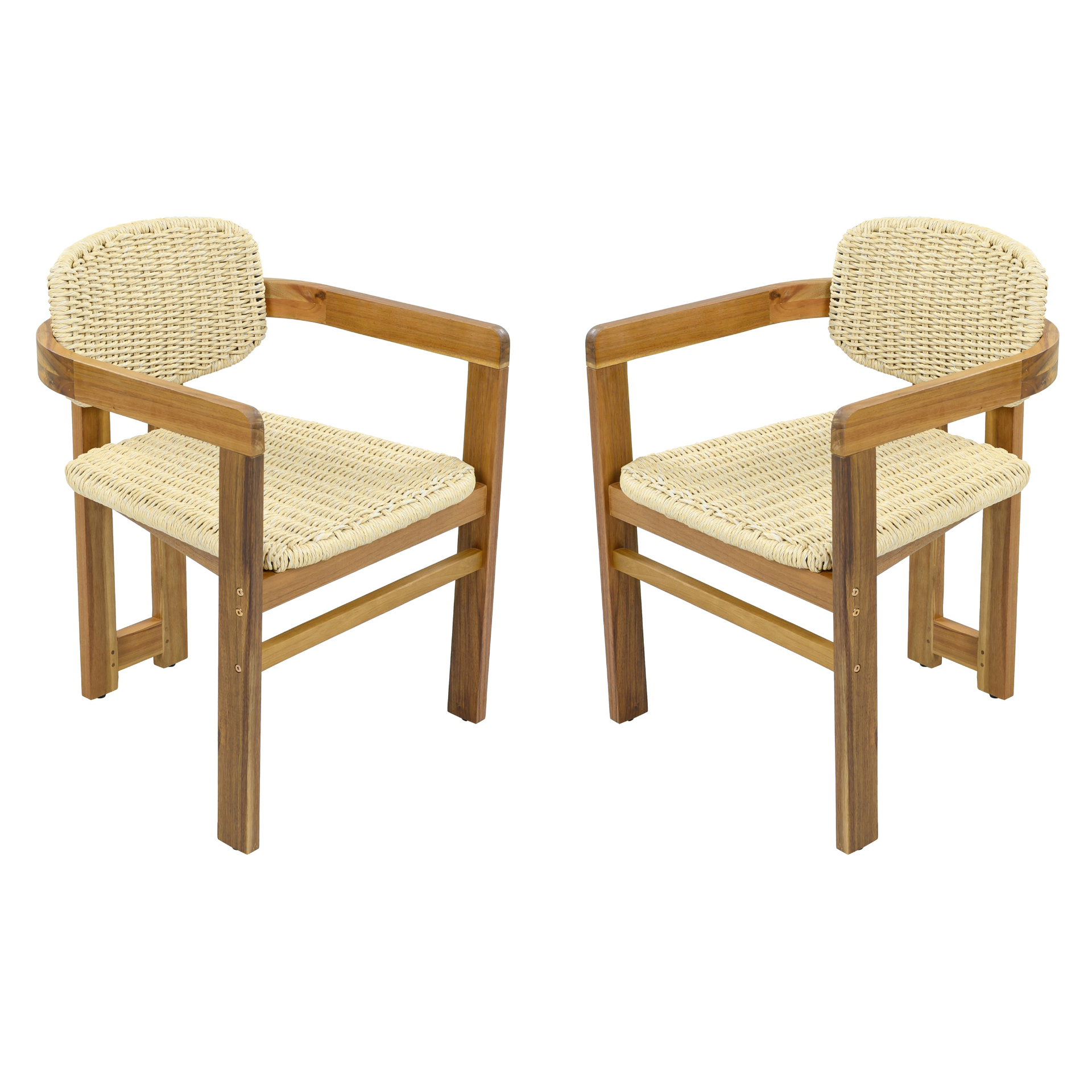 Beige rattan accent chair with wooden legs, ideal for living room or bedroom accent seating, by Start2Finish.