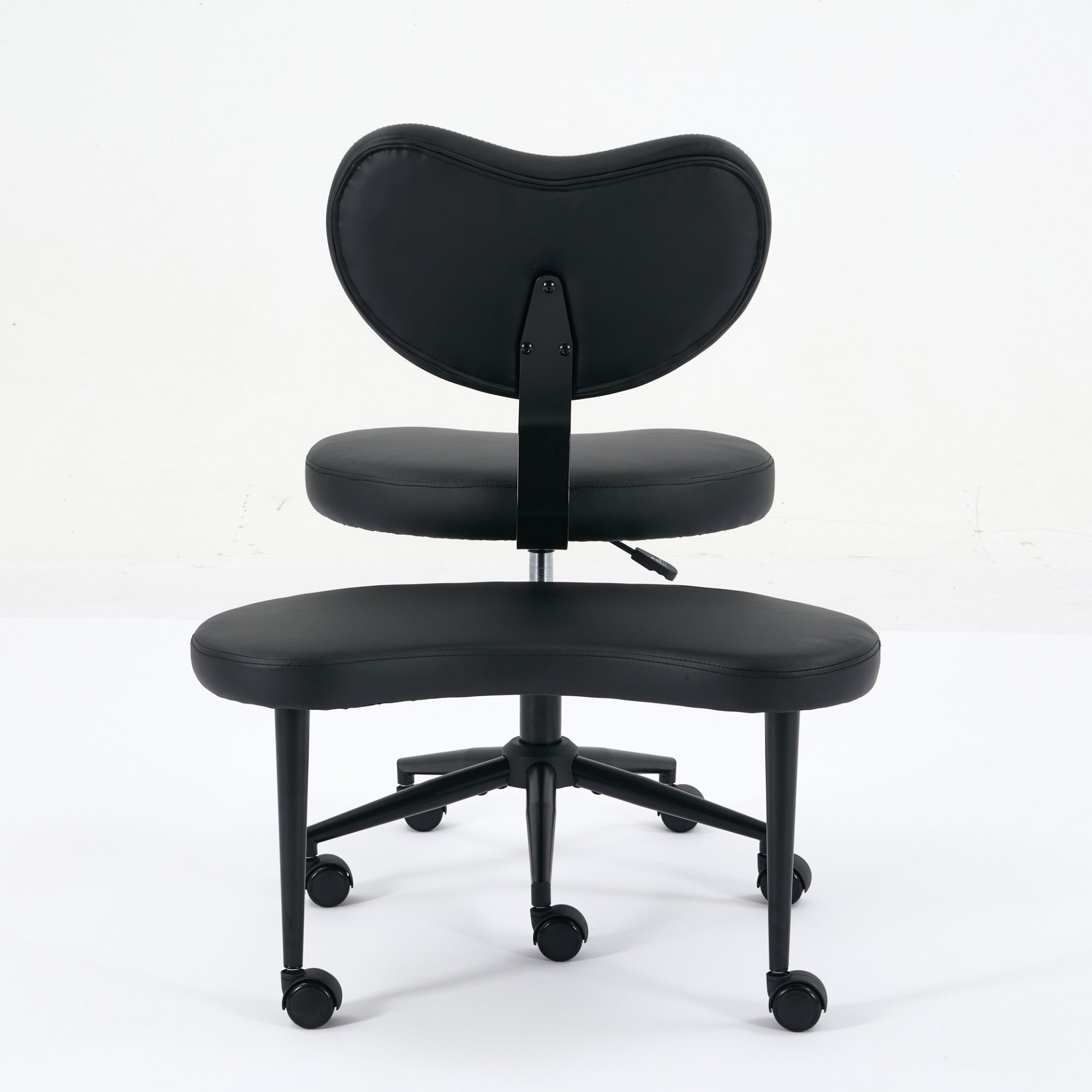 Black PU leather office chair by Start2Finish with USB ports, power access, and swivel function, ideal for home office or vanity desk.