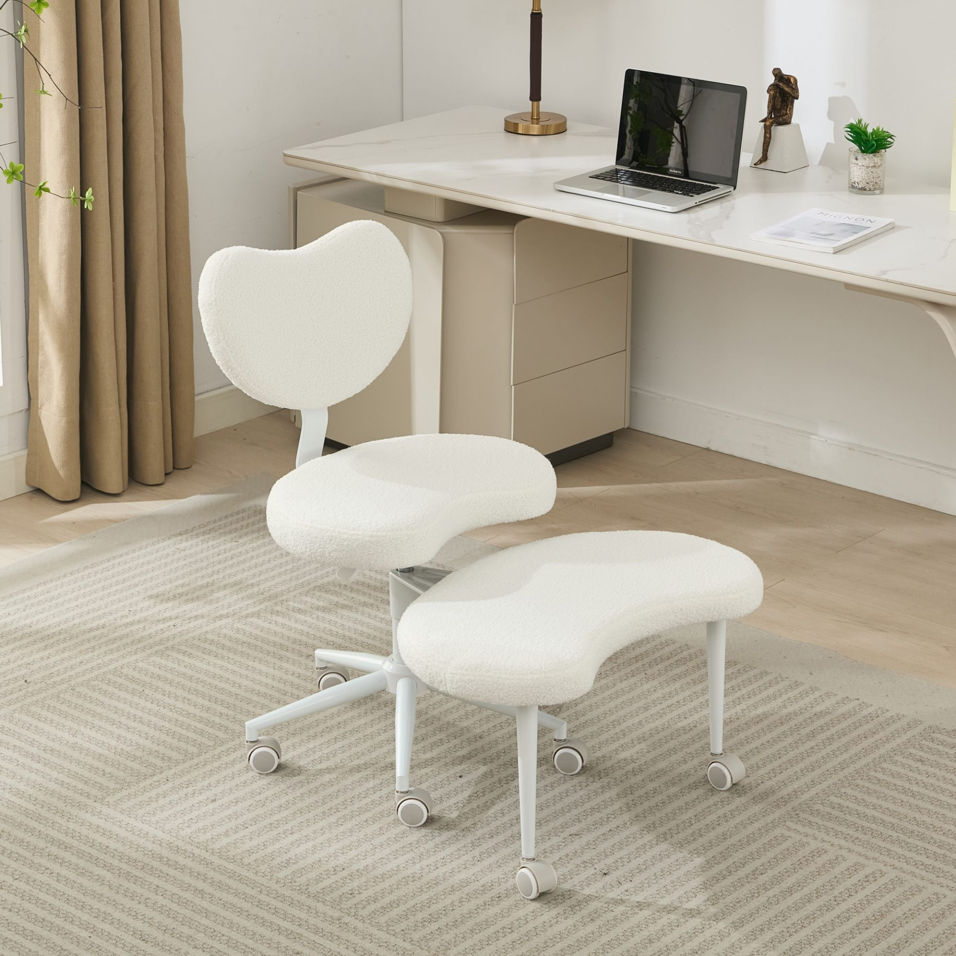 Black PU leather office chair with USB port, swivel function, suitable for home office or vanity desk, by Start2Finish.