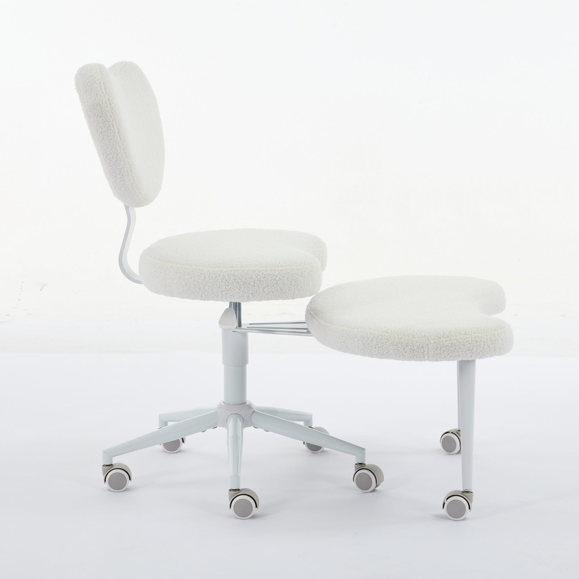 Black PU leather office chair with USB port, power access, and swivel feature, designed for home office or vanity desk.