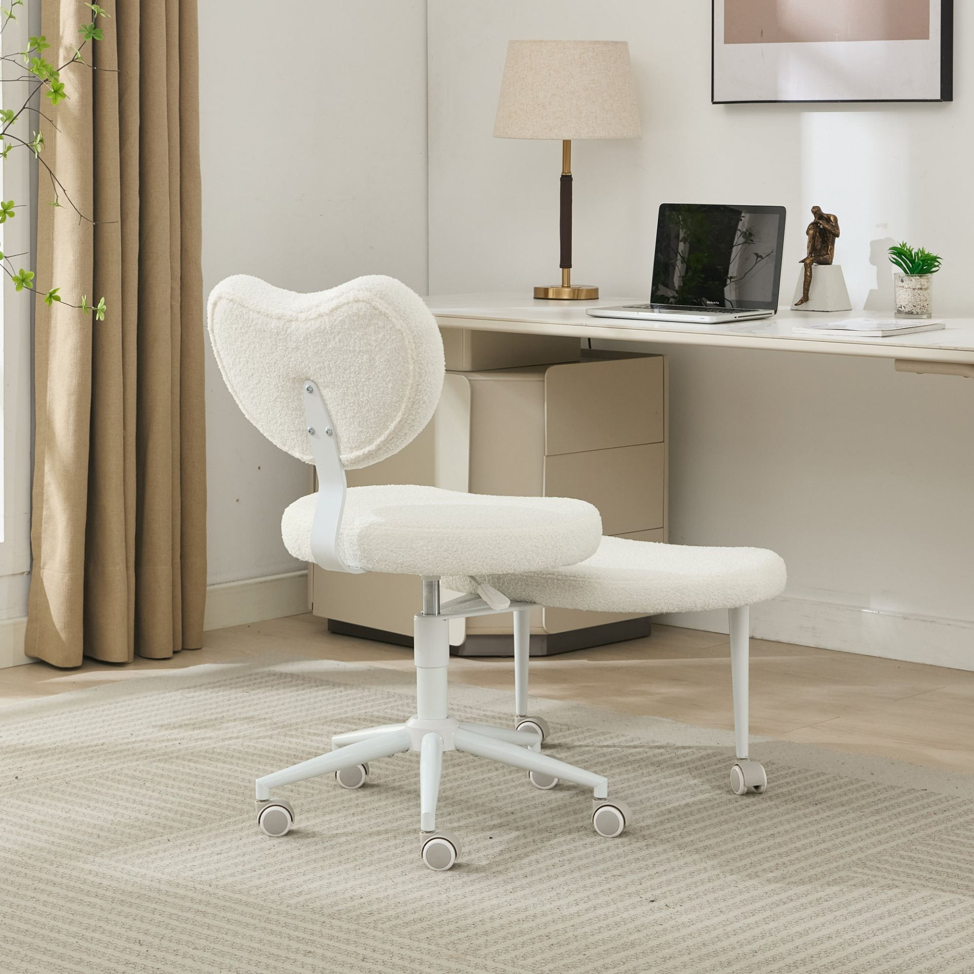 Black PU leather office chair with USB port, power access, and swivel function, ideal for home office or vanity desk by Start2Finish.