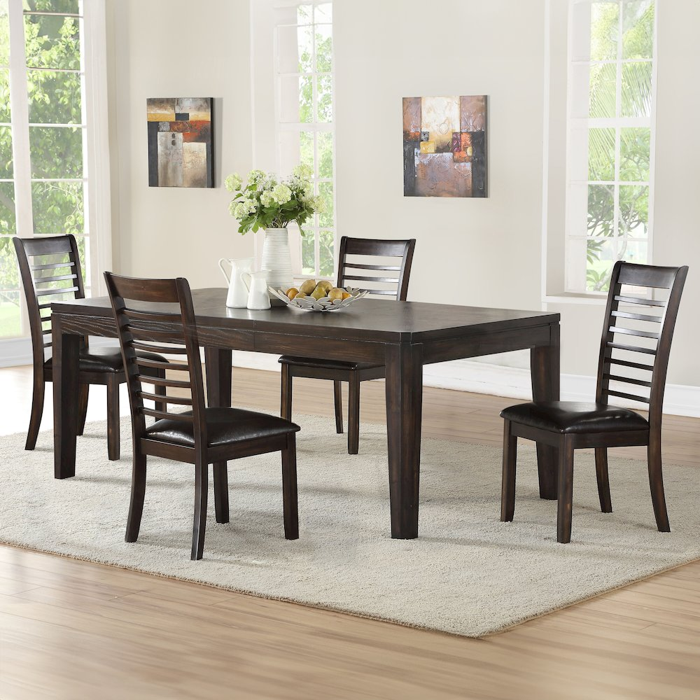 Start2Finish Ally dining table with wooden tabletop and metal legs, shown in a modern dining room setting.