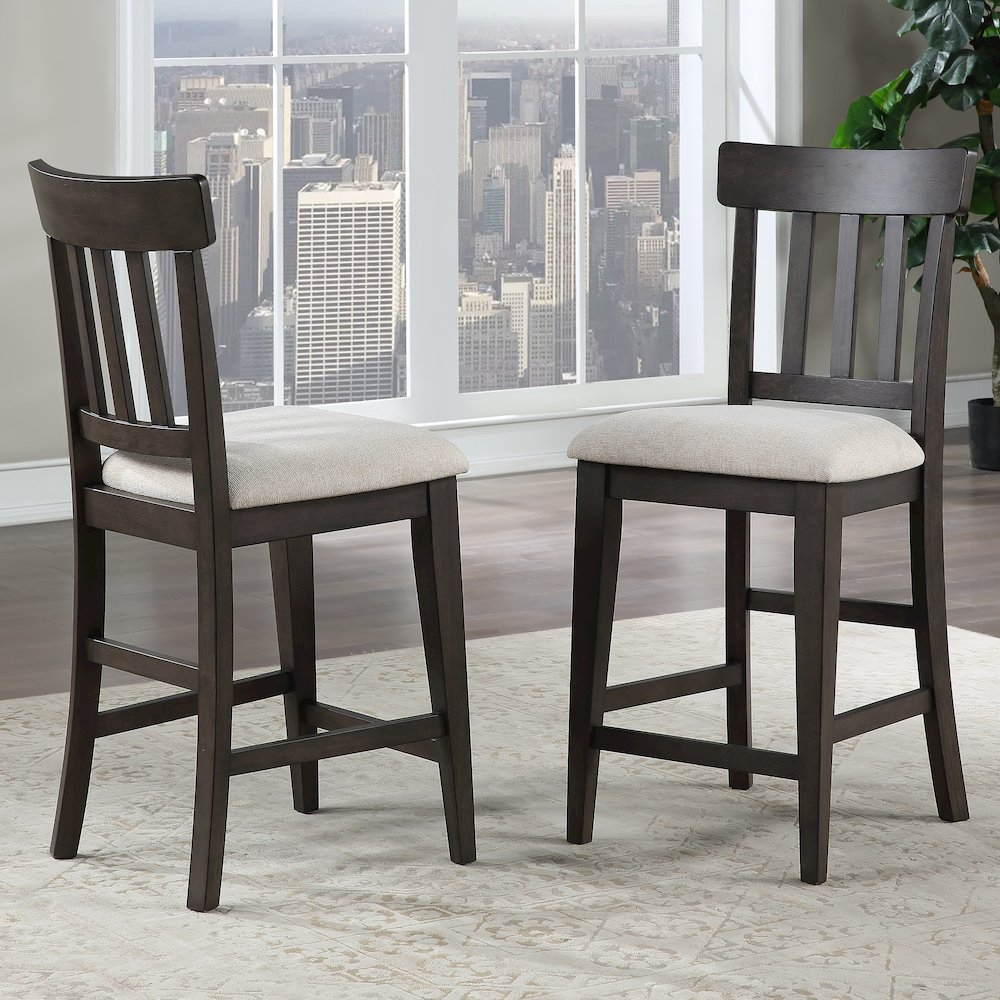 Start2Finish Napa 7-piece counter height dining set with table and chairs, showcasing a contemporary wood finish and modern design.
