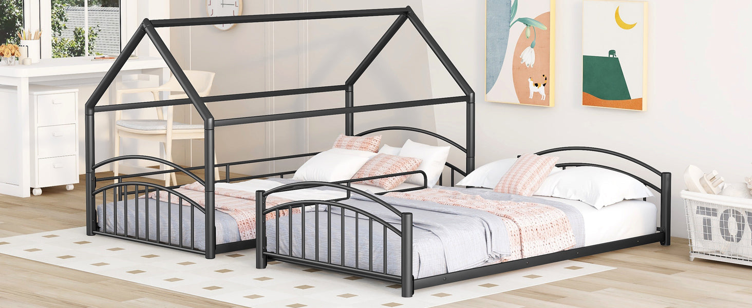 Start2Finish twin over twin metal bunk bed with slide and house frame, ideal for shared bedrooms or guest rooms
