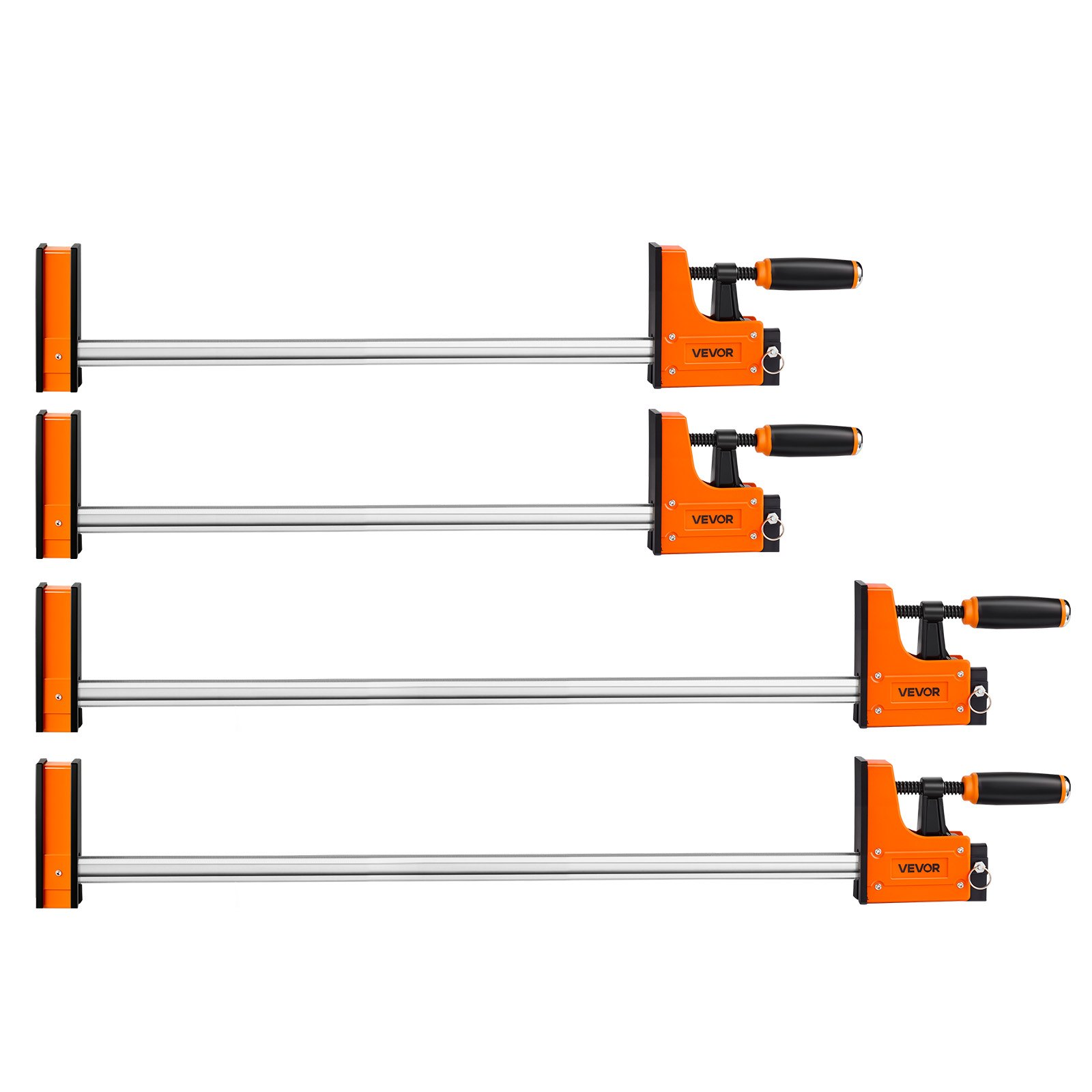 Start2Finish VEVOR wood and metalworking bar clamps, 24-31 inch F clamps with rubber pads and ergonomic handles.