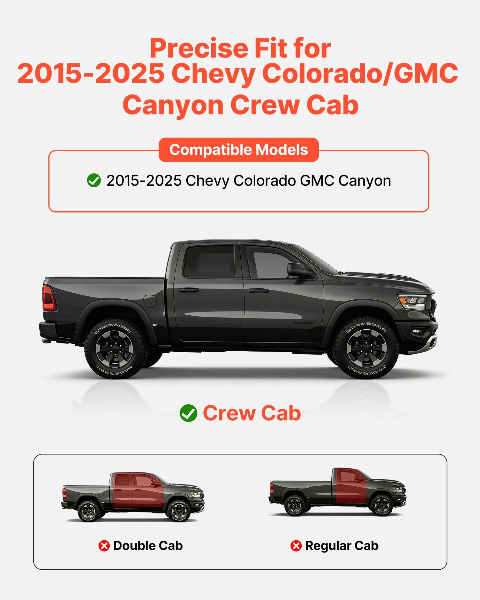 Start2Finish VEVOR black steel running boards for Chevy Colorado and GMC Canyon crew cab, 3-inch side steps with non-slip surface
