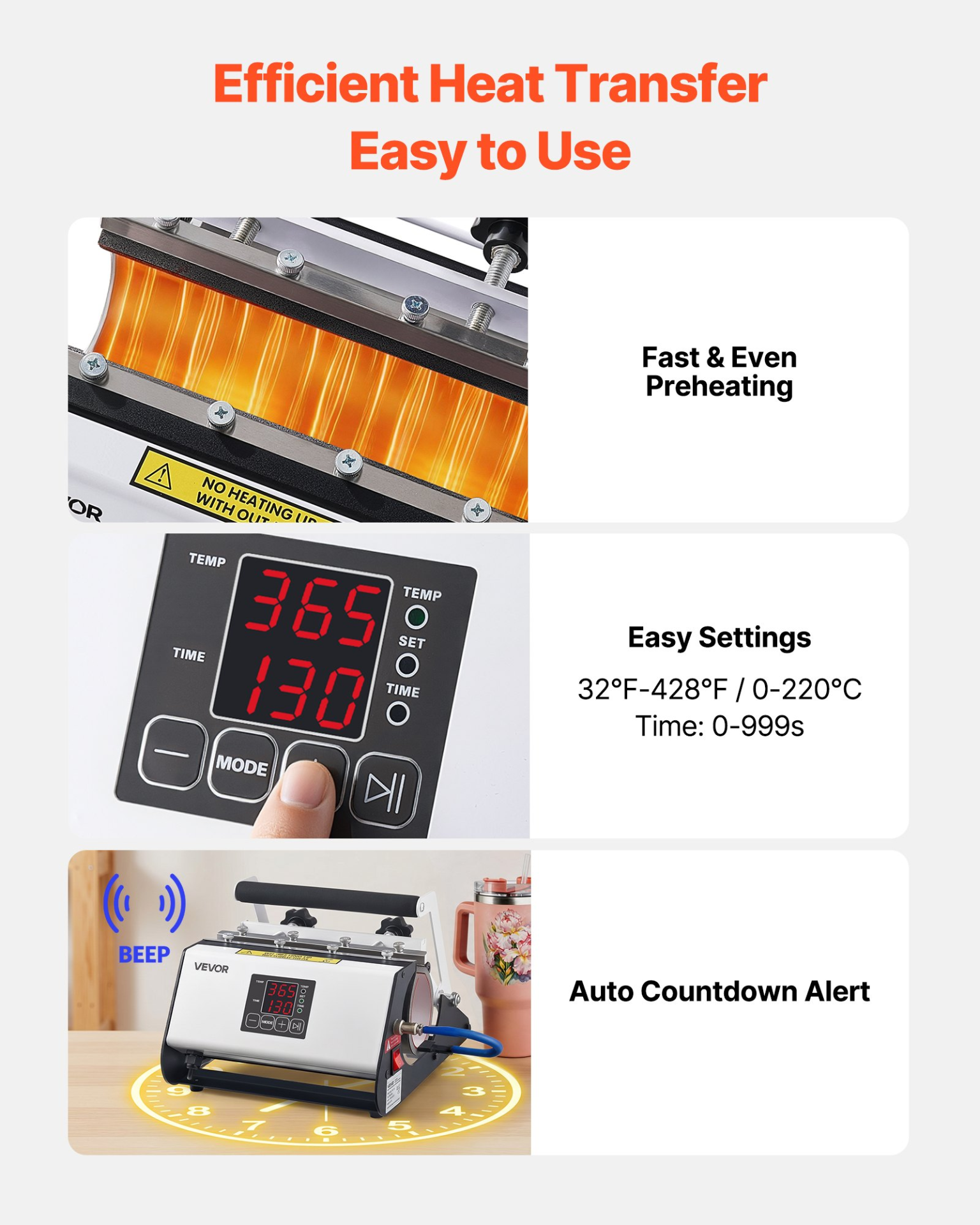 Start2Finish VEVOR tumbler heat press machine with digital controls, black and white, designed for sublimation mugs and tumblers.