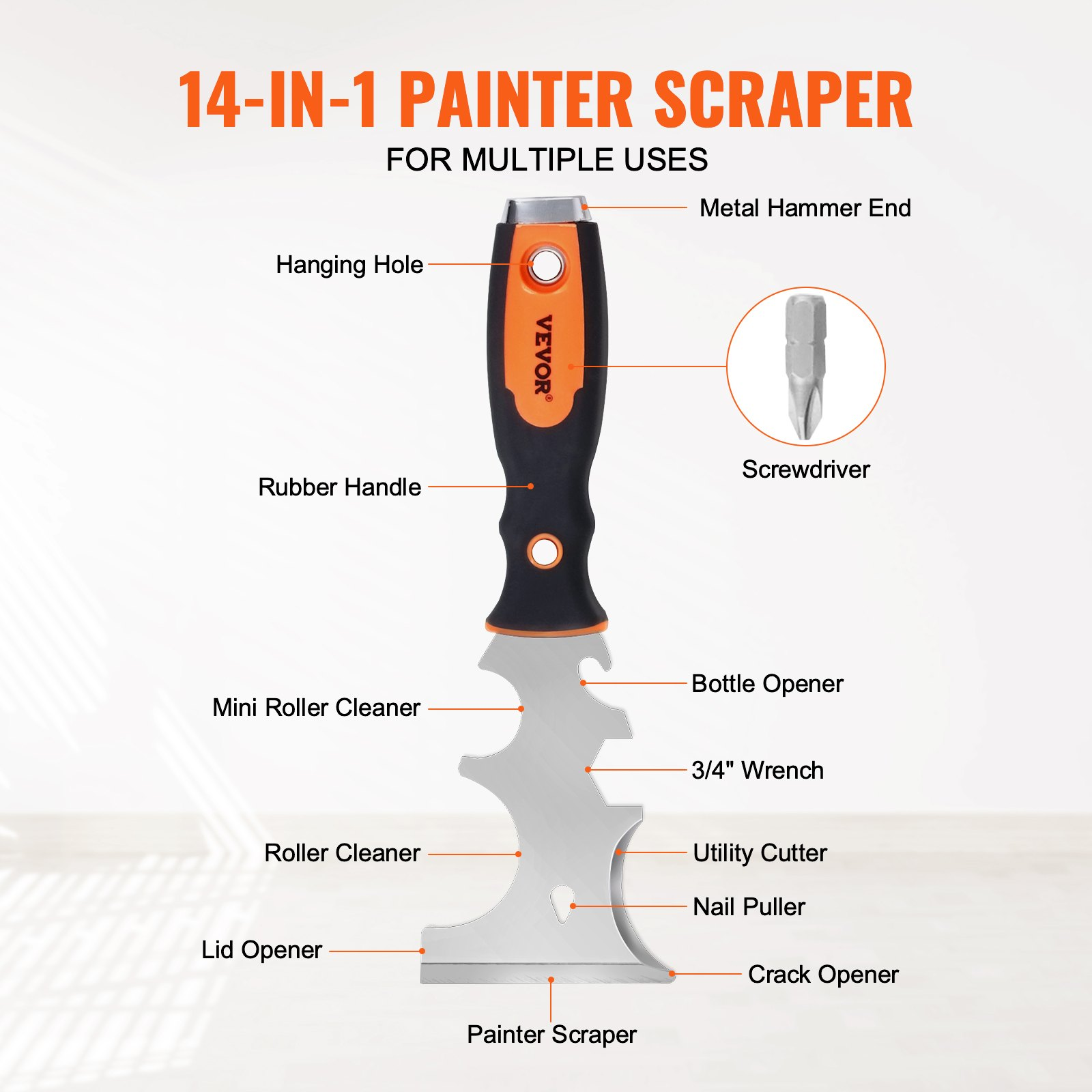 Start2Finish VEVOR drywall knife set with 6 stainless steel drywall tools including scrapers, putty knives, taping knives, and mud pan