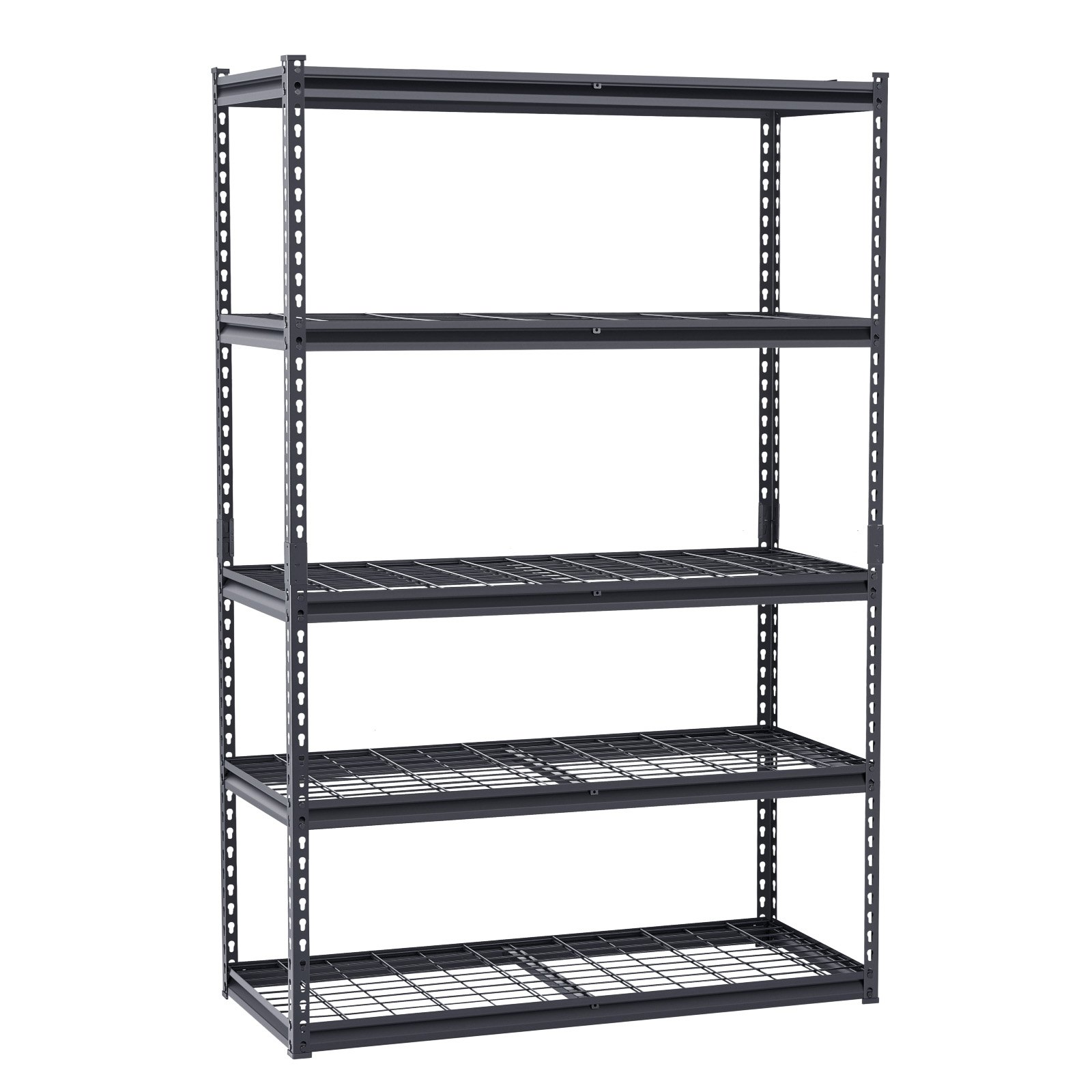 Start2Finish VEVOR heavy duty 5-tier garage shelving unit with adjustable black metal shelves, 20" D x 48" W x 72" H for industrial storage