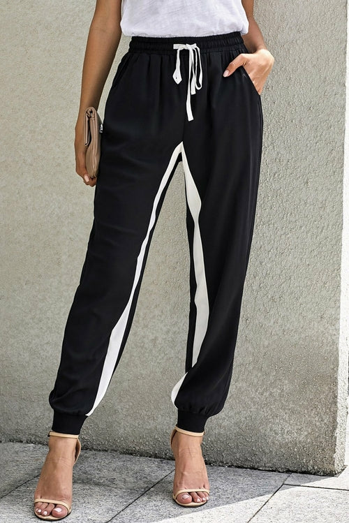 Casual Striped Drawstring Pants