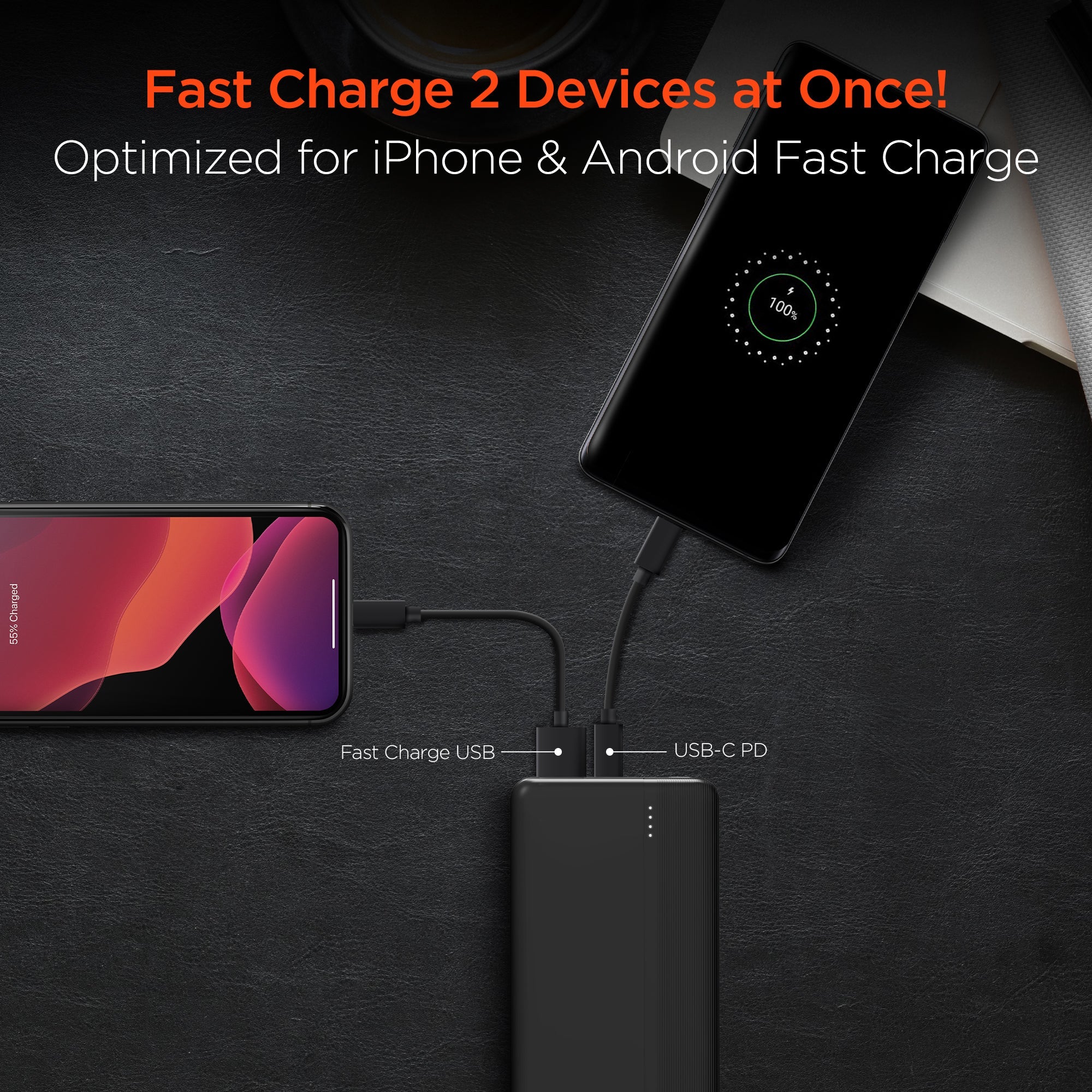 Sky Iapetus HyperGear 20000mAh 20W PD USB Power Bank for mobile and laptop charging with multiple ports and compact design.
