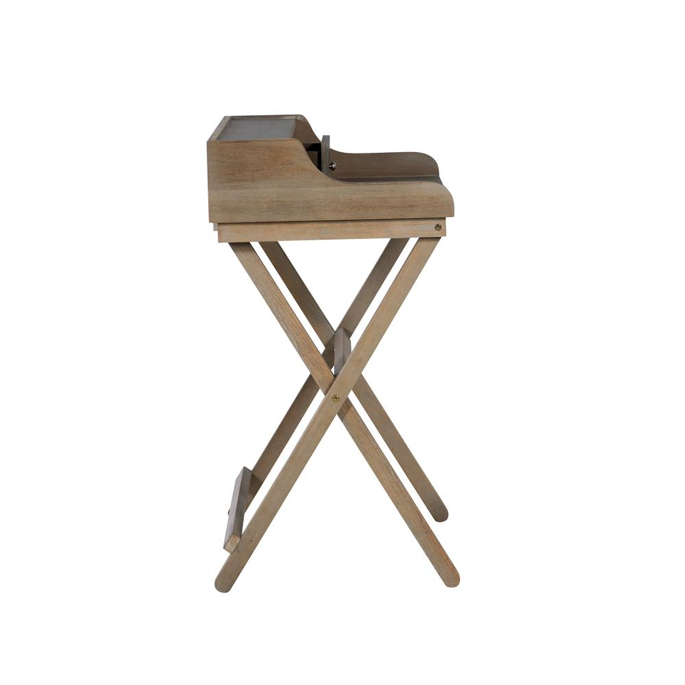 Rustic brown folding desk by Start2Finish, showing a compact wooden desk with foldable design and sturdy legs.