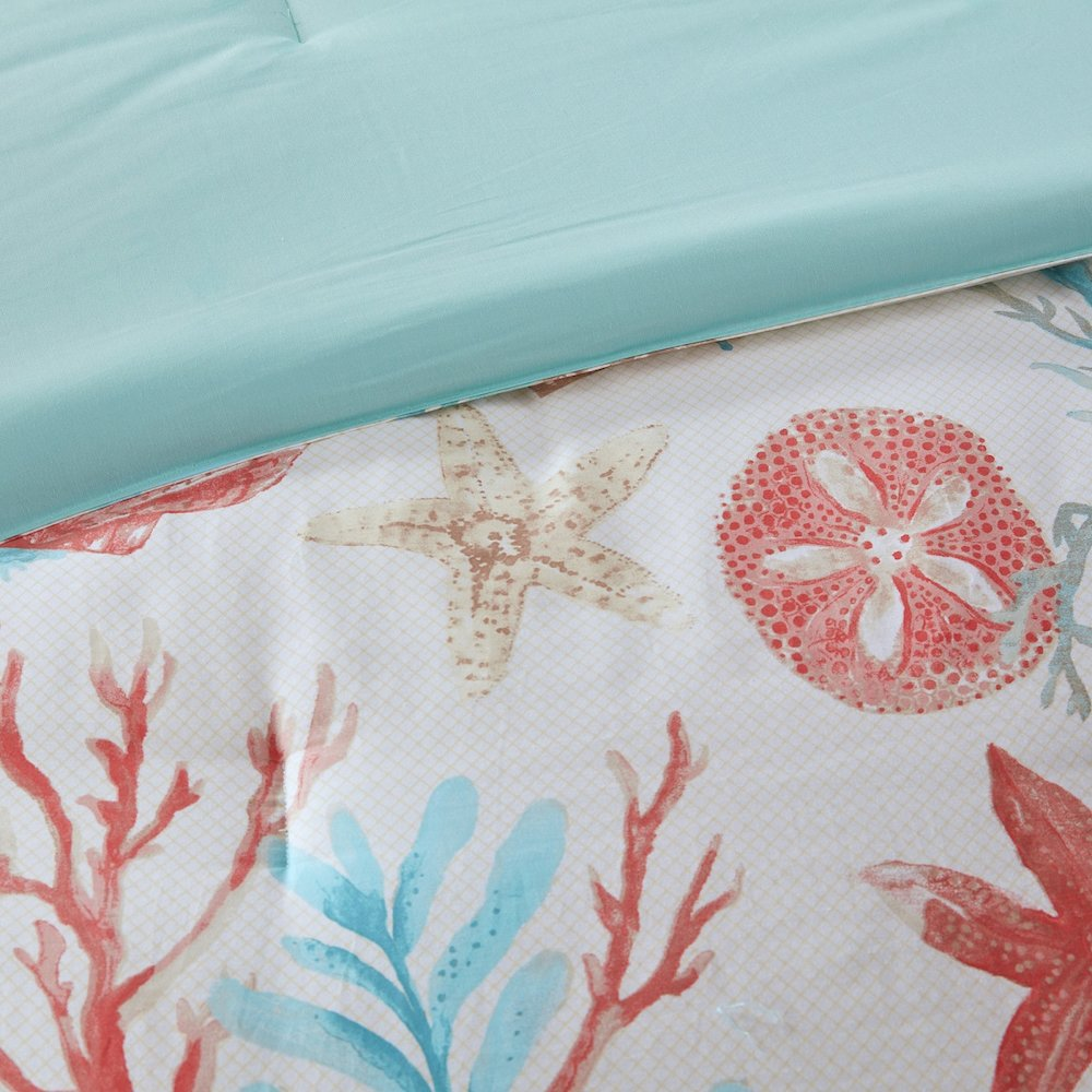 Start2Finish 7-piece cotton sateen comforter set with matching pillow shams and decorative throw pillows on a neatly made bed.