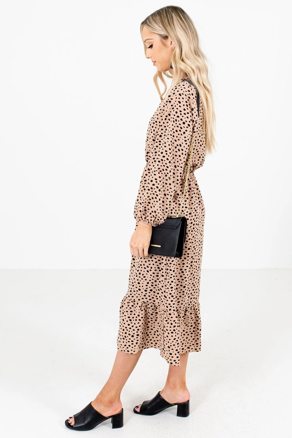 Polka Dot Patterned Midi Dress