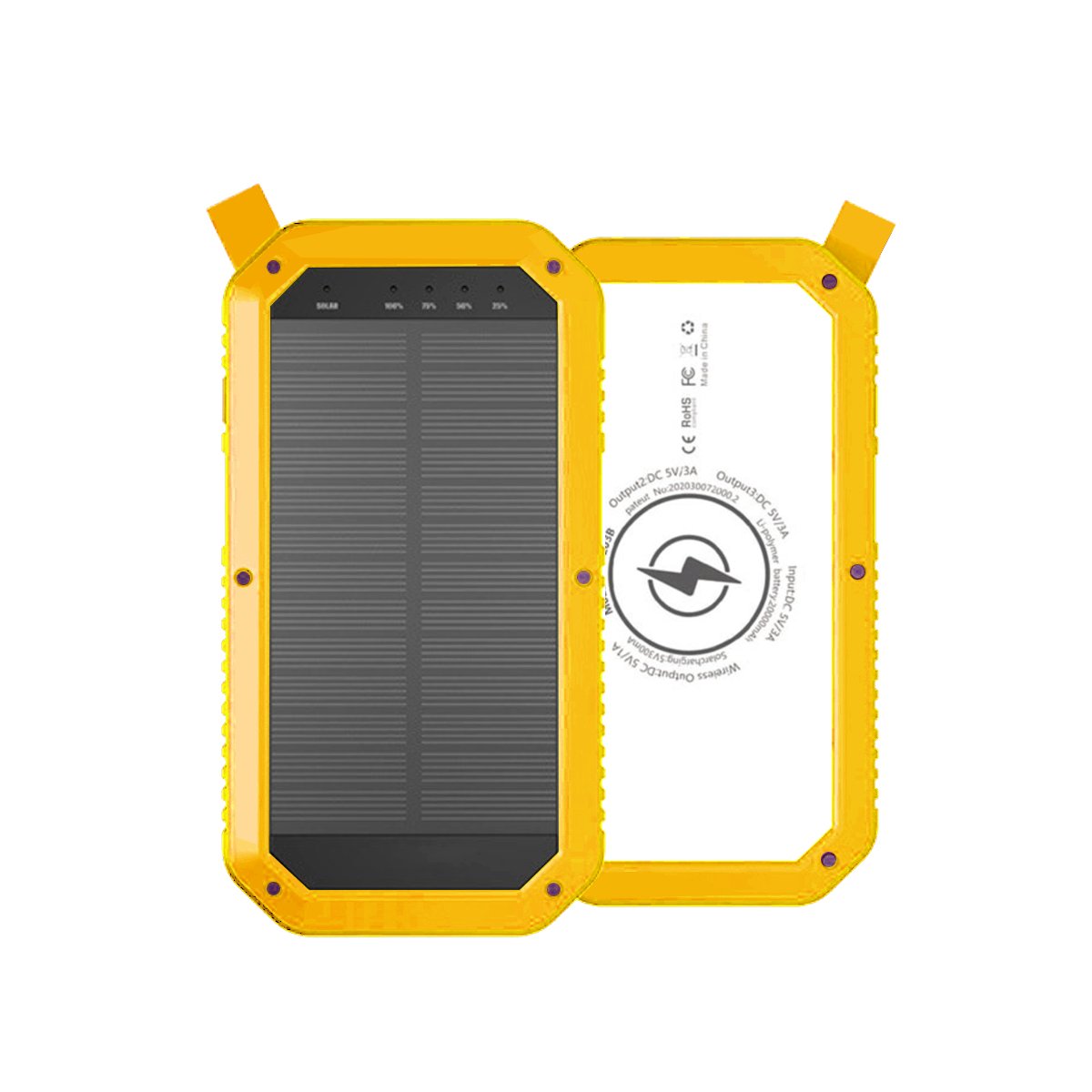 Salmon Lucky Sun Chaser Mini solar-powered wireless phone charger with 10,000mAh capacity, compact tech accessory on white background.