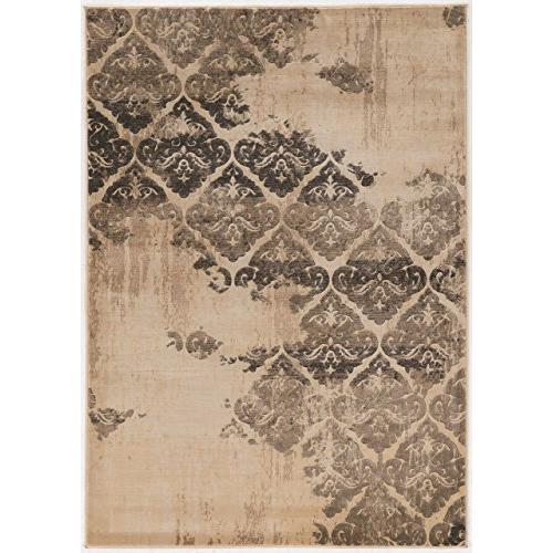 Start2Finish Jewel Clara beige and olive 5x7.6 rug with intricate patterns and soft texture, perfect for living room or bedroom decor.