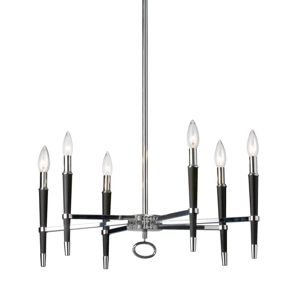 Start2Finish 6LT Incandescent Chandelier with PC Finish, featuring multiple bulbs and elegant design for stylish lighting.