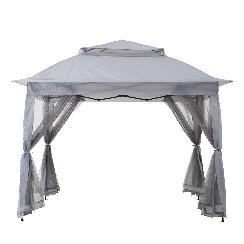 Gray 11 ft. x 11 ft. portable steel gazebo by Start2Finish with a sturdy frame and canopy for outdoor shade and shelter.
