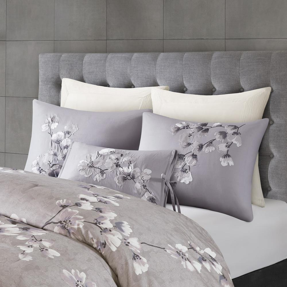 Start2Finish 3-piece cotton sateen printed comforter set with floral pattern on a bed with matching pillow shams