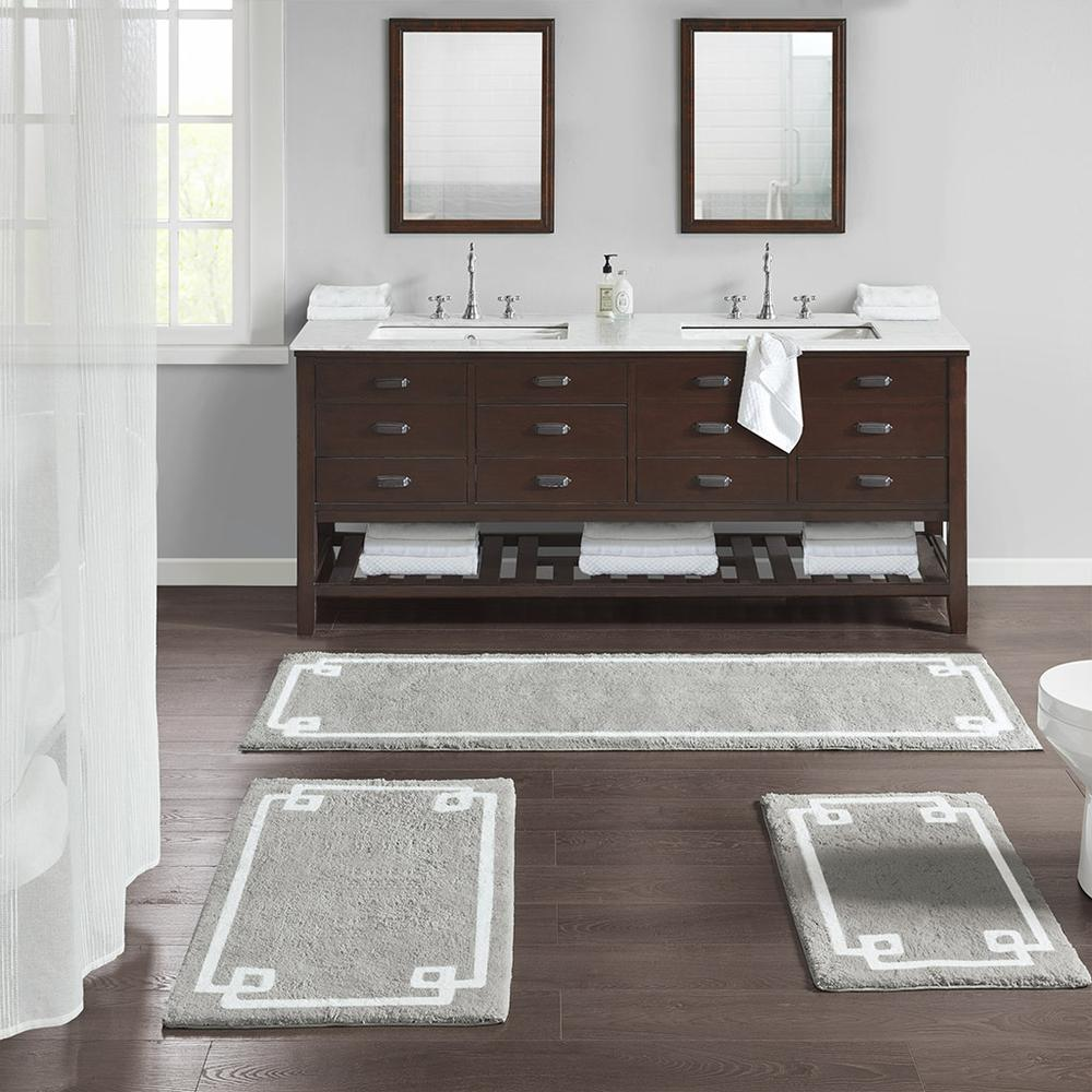 Start2Finish cotton tufted bath rug, 20x30 inches, soft and plush bathroom mat with textured surface for comfort and style.
