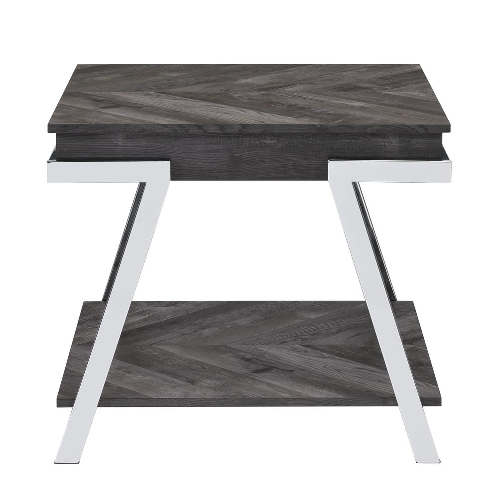 Start2Finish Roma end table with a sleek wooden surface and modern design, shown in a well-lit living room setting