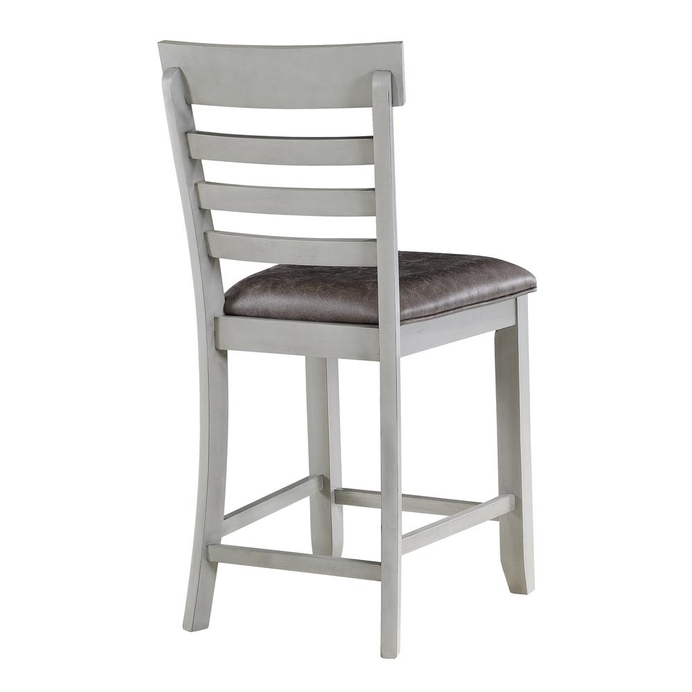 Gray Hyland Counter Chair by Start2Finish with a cushioned seat and backrest, modern design, and sturdy metal legs.