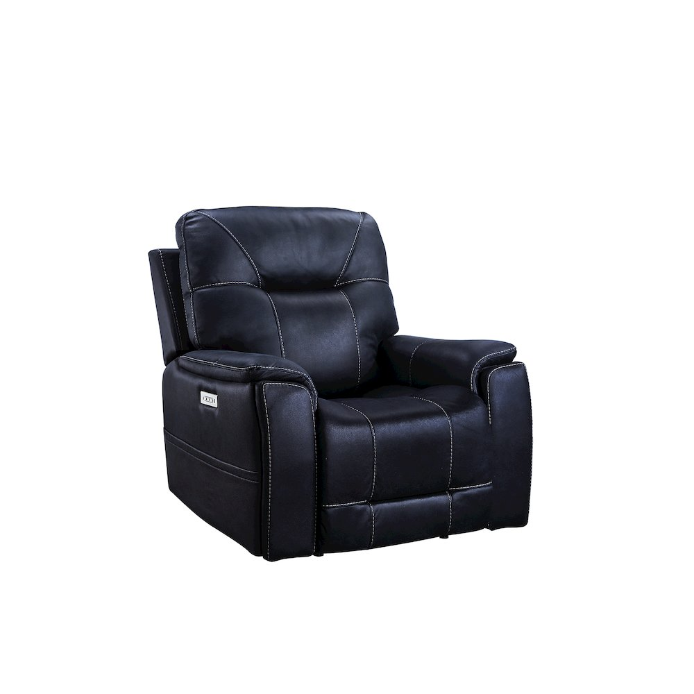 Start2Finish Lexington Power Media Recliner with plush fabric, padded armrests, and built-in media tray for comfortable relaxation.
