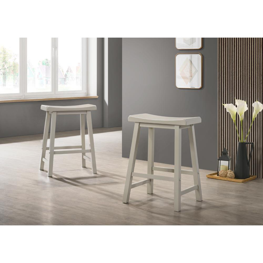 Start2Finish Alonzo light gray small space counter height dining table with cabinet, drawer, and two ergonomic stools.