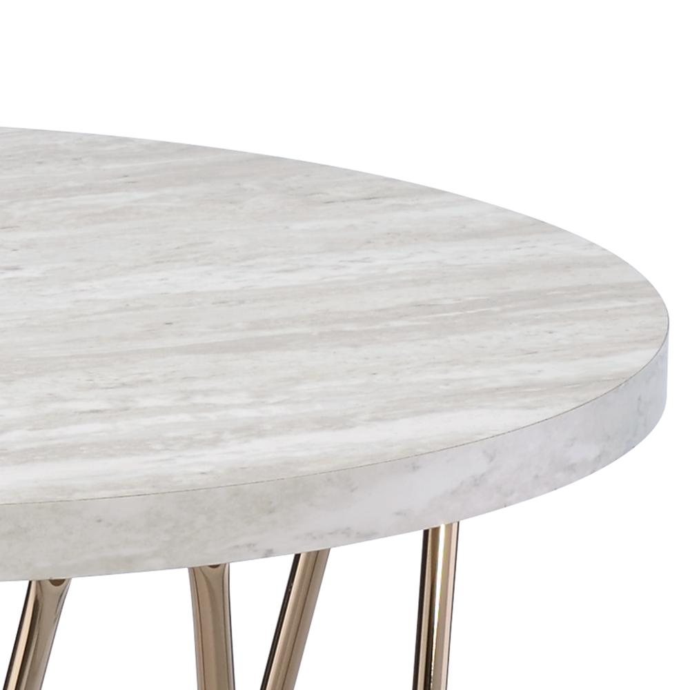 Start2Finish Rowyn faux marble top end table with sleek wooden legs and modern design, ideal for living room decor.