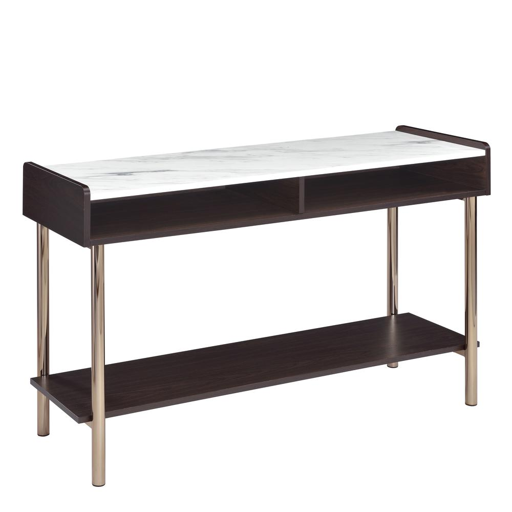 Start2Finish Carrie sofa table with a sleek wooden surface and metal legs, ideal for living room or hallway decor.