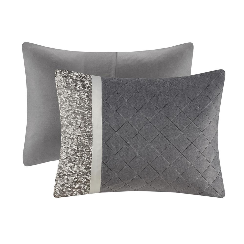 Start2Finish 5-piece textured jacquard stripe comforter set with matching throw pillows on a neatly made bed.