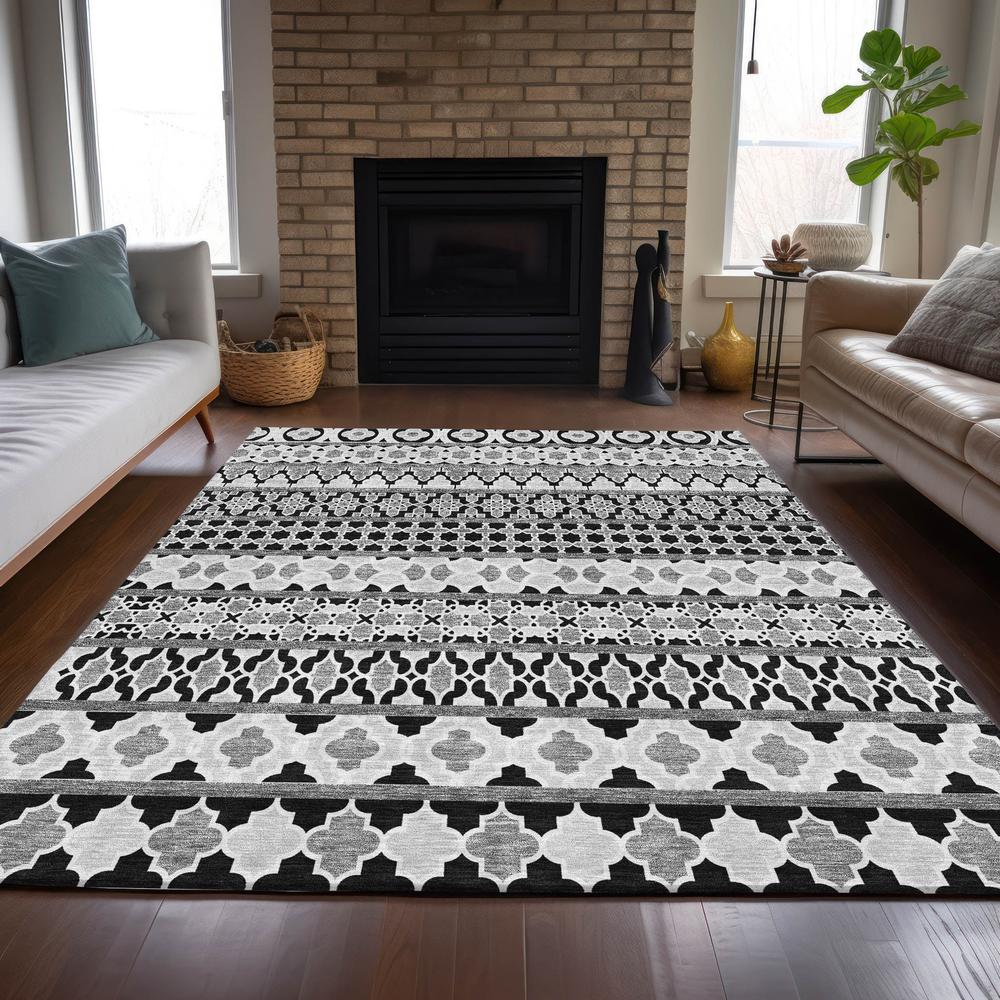 Start2Finish Chantille ACN726 black 8x10 rug with soft, plush texture and intricate pattern for elegant home decor.
