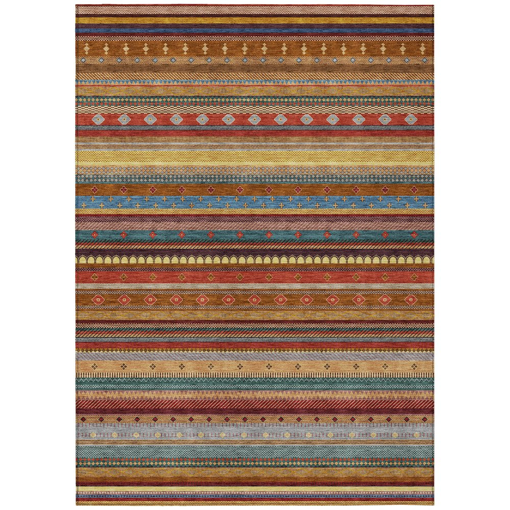 Start2Finish Machine Washable Indoor/Outdoor Chantille ACN2218 Paprika 3x5 Rug with vibrant red and textured pattern.