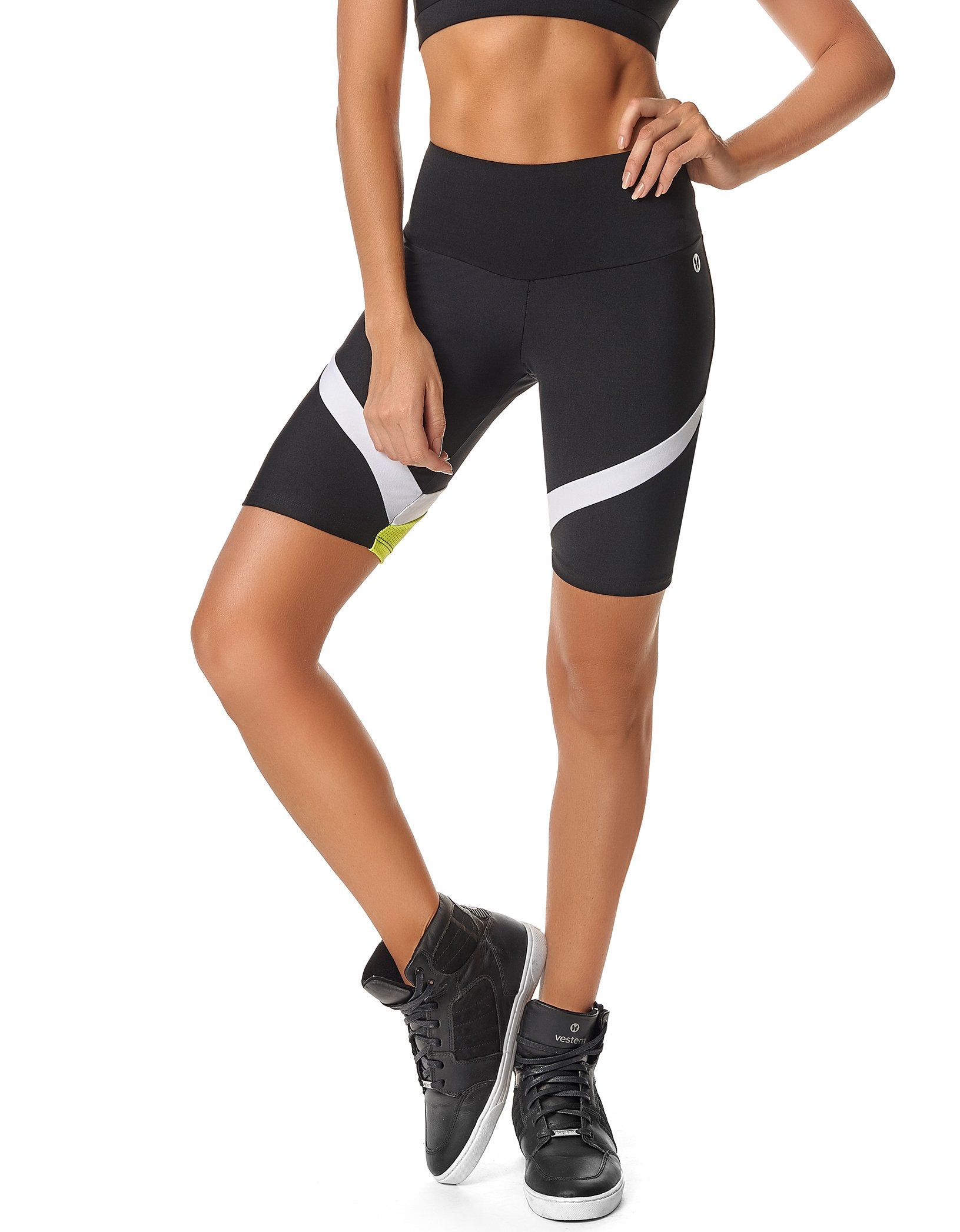 Grey Calle Ocho women’s biker shorts by Red Medusa, activewear with a snug fit and elastic waistband for comfortable movement.
