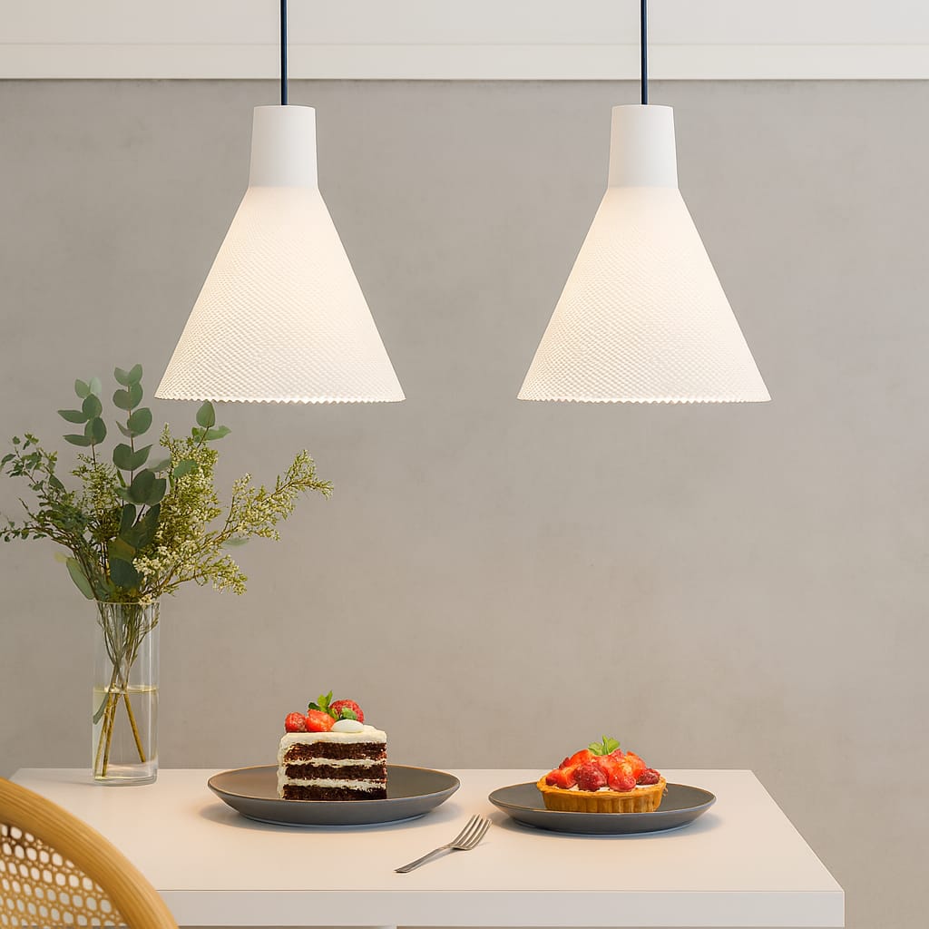 Azure Pontus Conea Light Pendant Lamp hanging with a sleek, modern design and warm illumination for stylish lighting.