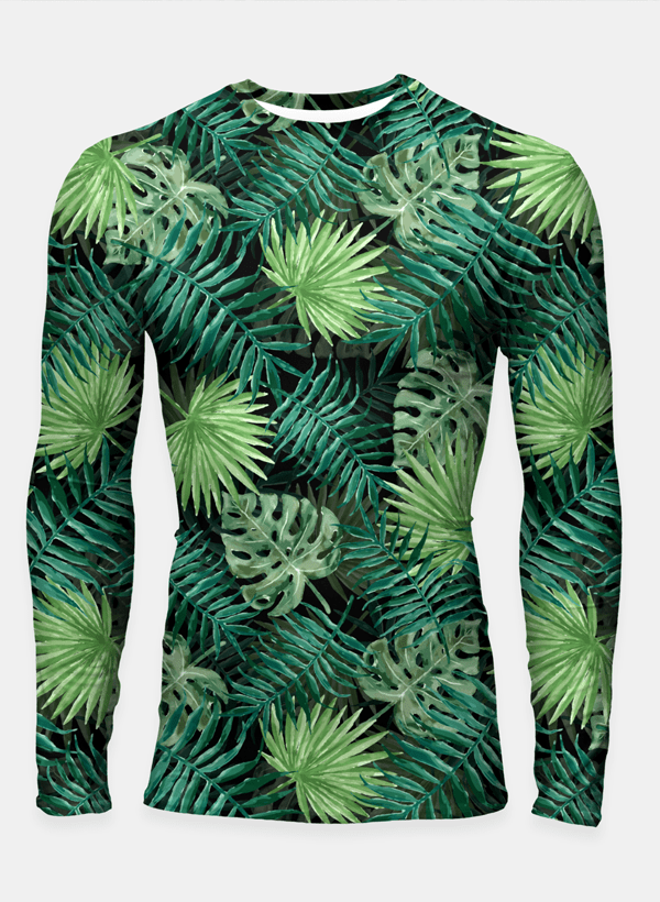 Bright Green Fern Palm and Monstera Tropical