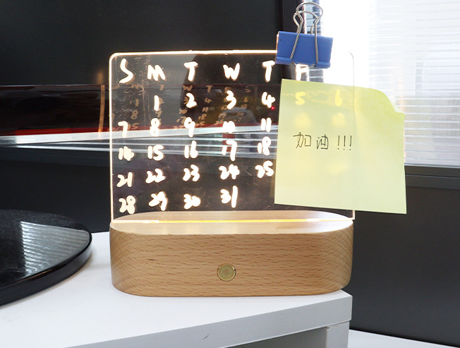 Teal Simba wood table lamp night light with message board, girl bedroom decor, natural wood finish, cozy and functional lighting.