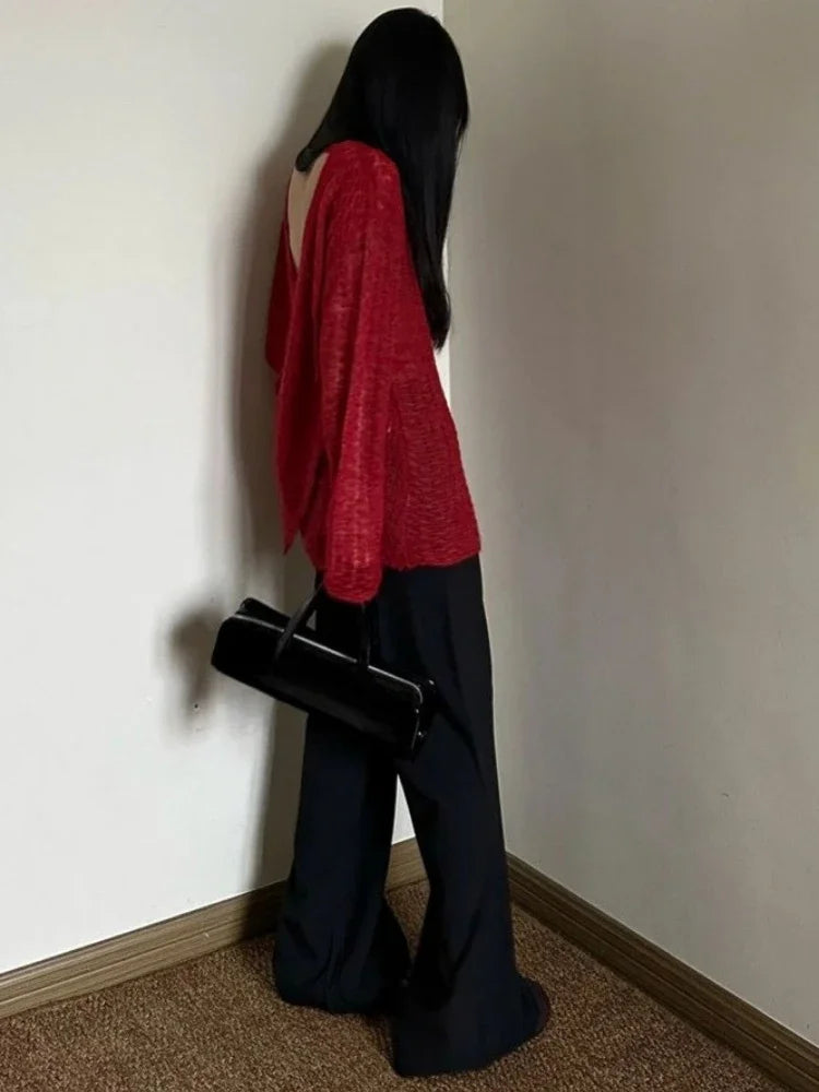 Y2K See-Through Knitted Women&