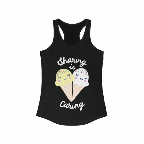 Sharing is Caring Racerback Tank Top by Plum Charlie, featuring a soft fabric and stylish design with a relaxed fit.