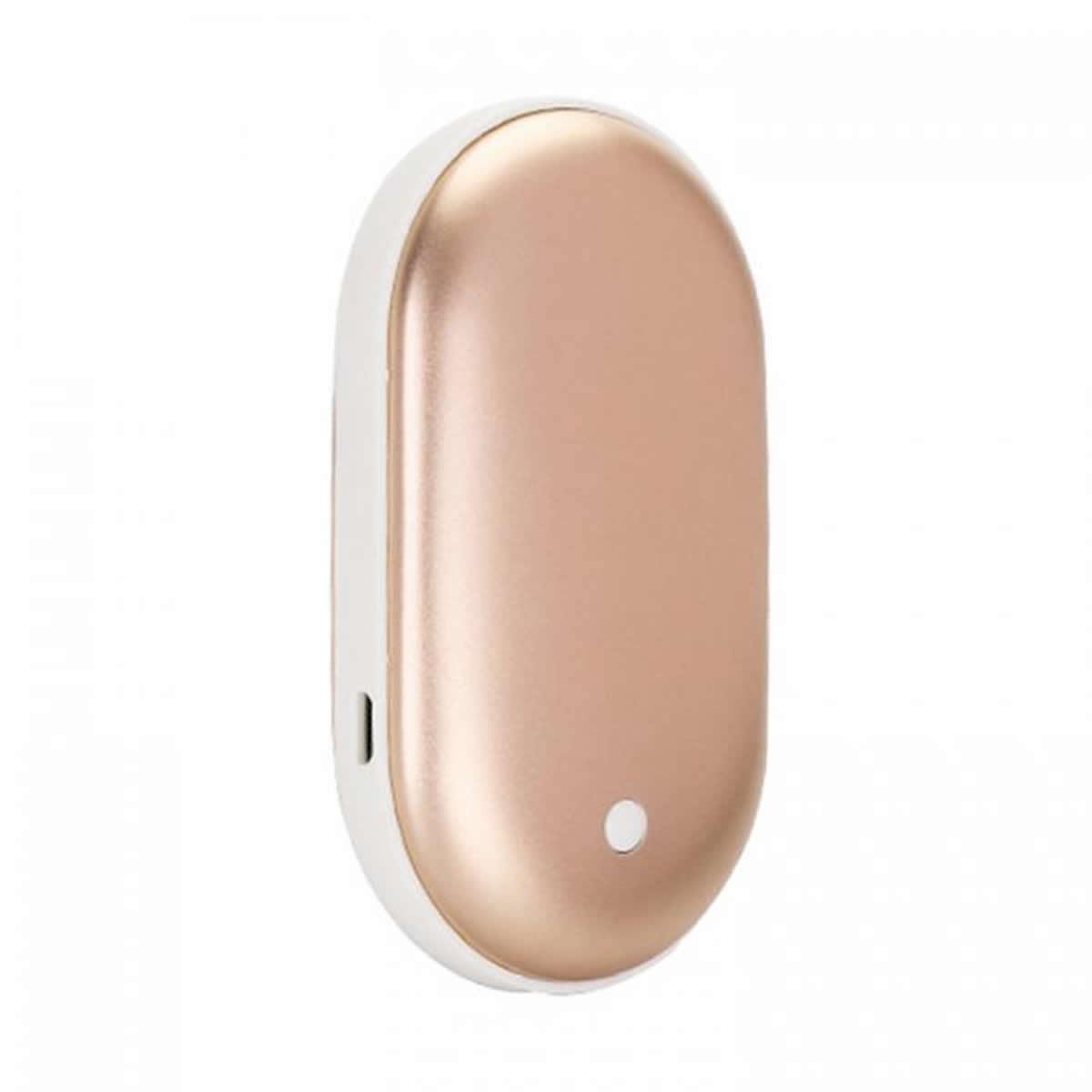 Salmon Lucky warm and cozy portable hand warmer and power bank, compact tech accessory with digital display and USB ports.