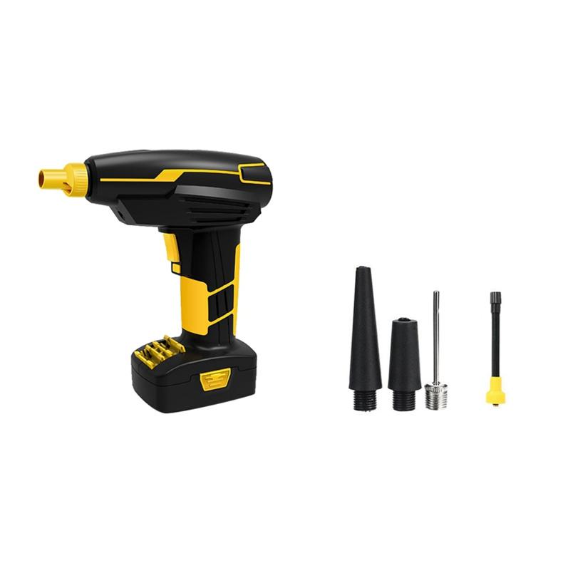 Yellow Pandora portable automotive tire inflator air pump with digital display and compact design for easy inflation.