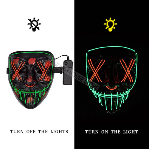 White Eucalyptus Halloween LED pet mask with spooky glowing eyes, designed for pets to wear during Halloween celebrations.