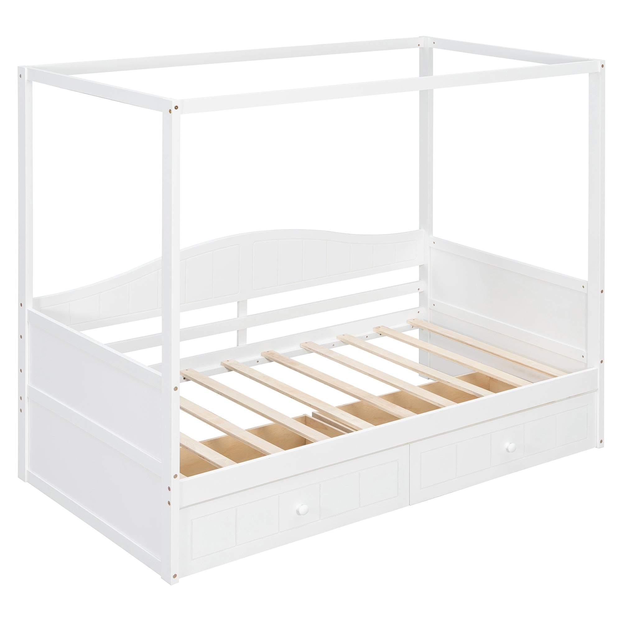 Twin Size Canopy Day Bed with 2 Drawers, Canopy Bed Frame for Bedroom