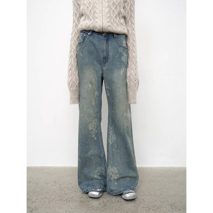 "Denim Shadow"retro washed printed layered casual slimming cotton