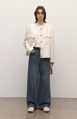 Turkish double-core micro-elastic snowflake denim versatile tall and