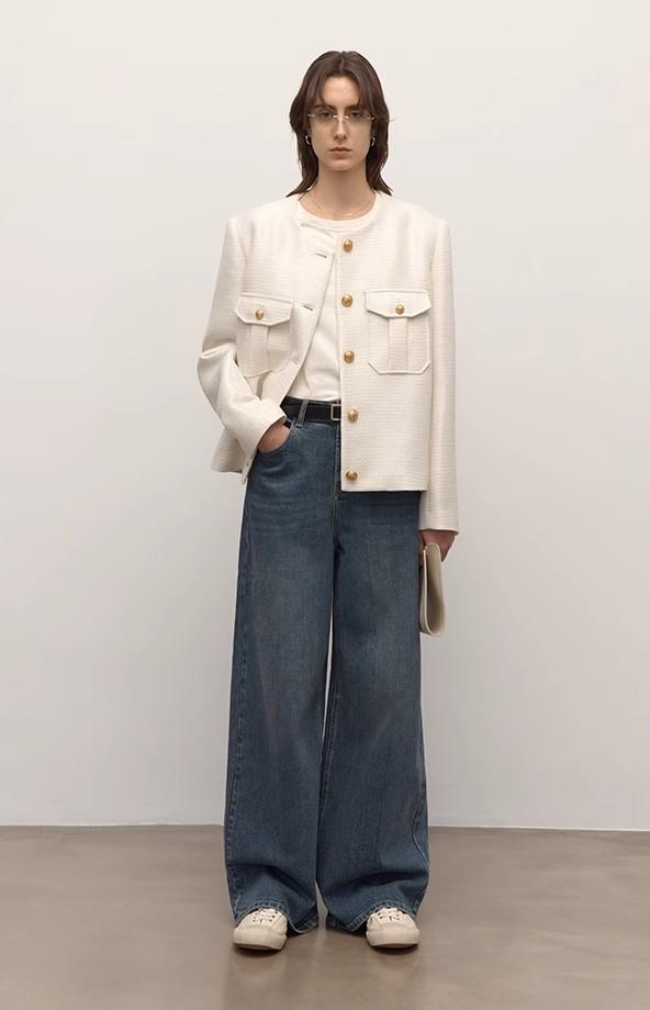 Turkish double-core micro-elastic snowflake denim versatile tall and
