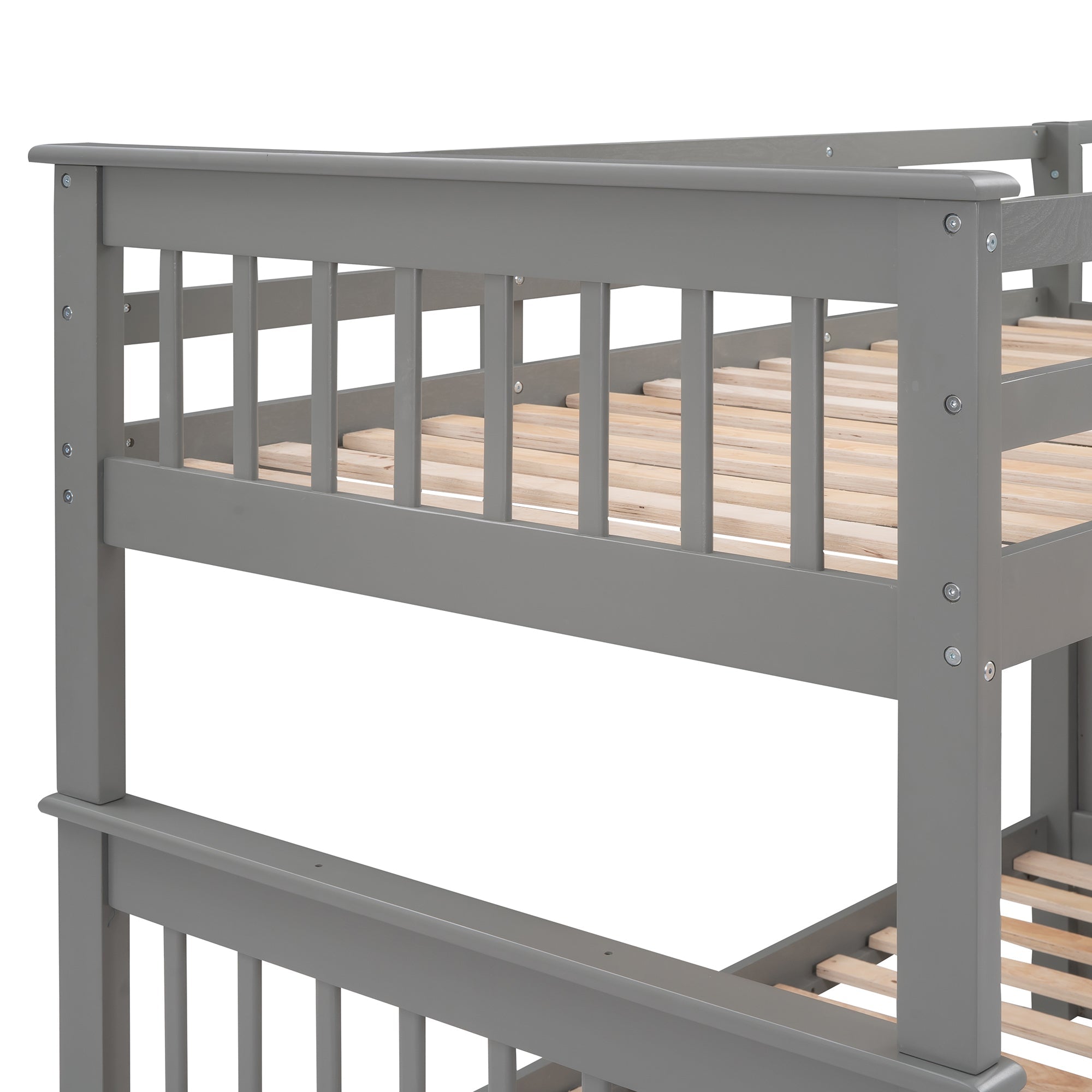 Stairway Twin-Over-Twin Bunk Bed with Three Drawers for Bedroom, Dorm