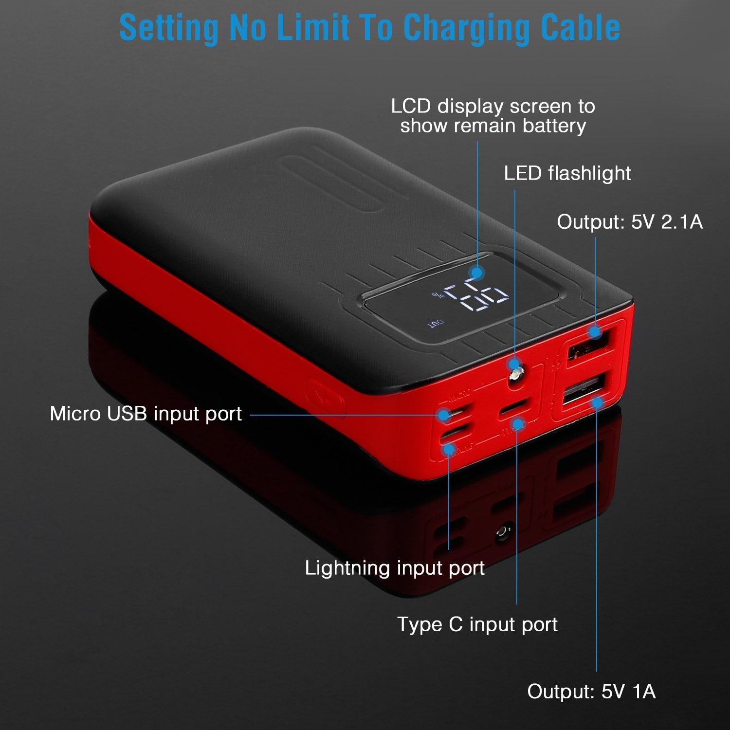 1Pc 1W MAh Portable Power Bank External Battery Pack Charger Dual USB