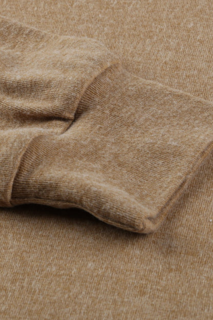Spliced Sleeve Khaki Hoodie with Pocket