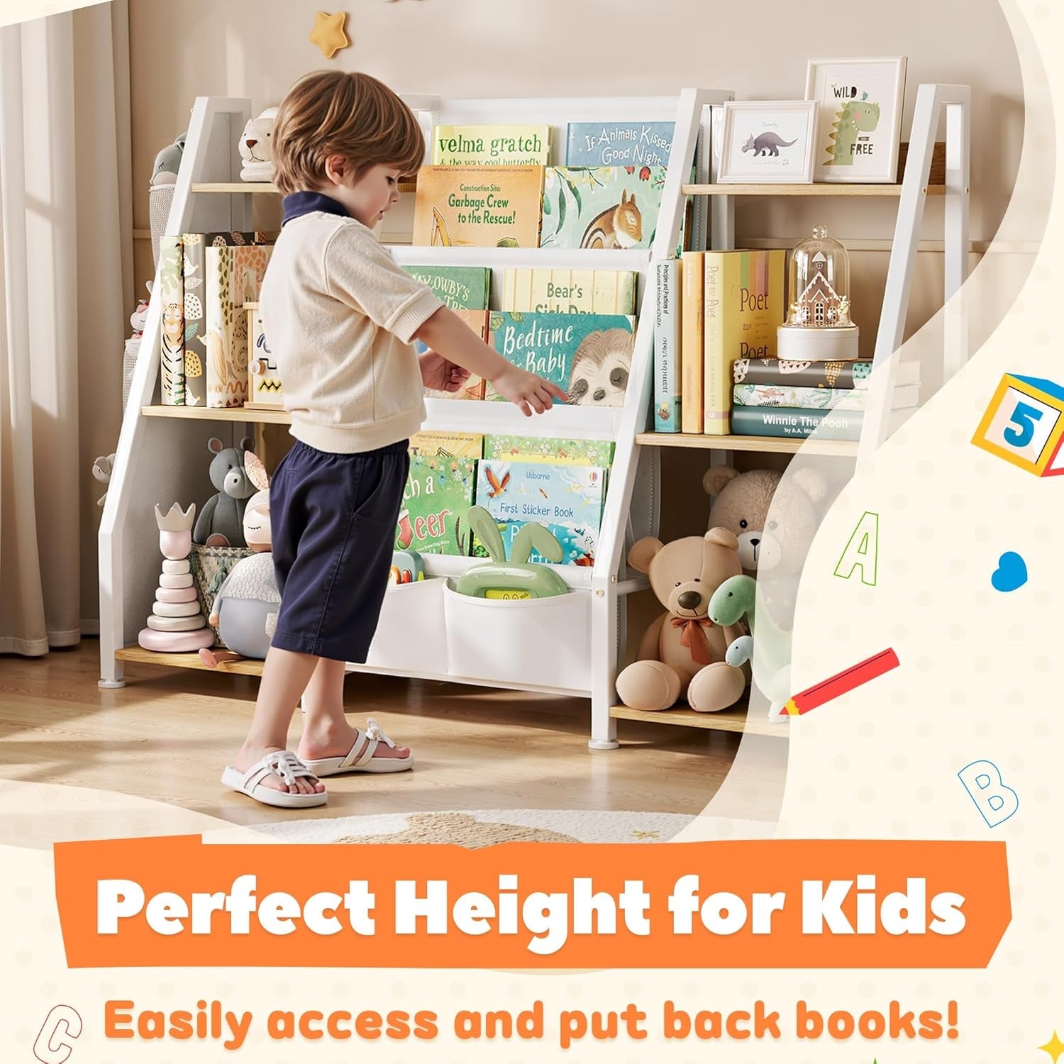 Kids Bookshelf And Toy Organizer 3-Tier Burlywood Bookcase